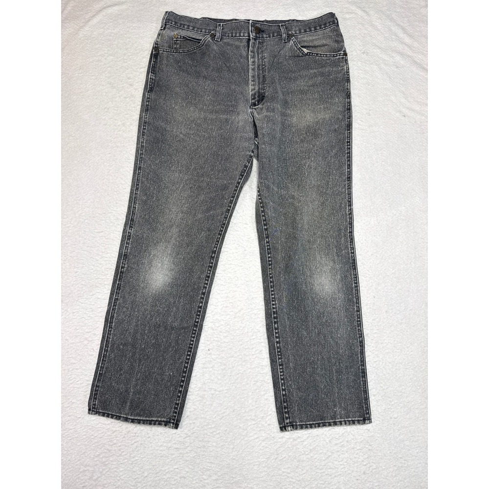 Vintage Lee Mens Faded Black Straight Leg Denim Jeans 38x29 Workwear Streetwear